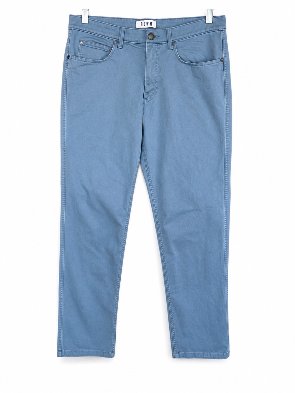 ROWM Blue Twill Chino Pants 34x32 Stretch Cotton Flat Front Business Casual